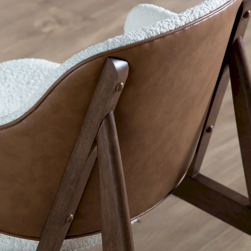 Furniture of America Beck Mid-century Modern Boucle Wingback Walnut Accent Chair