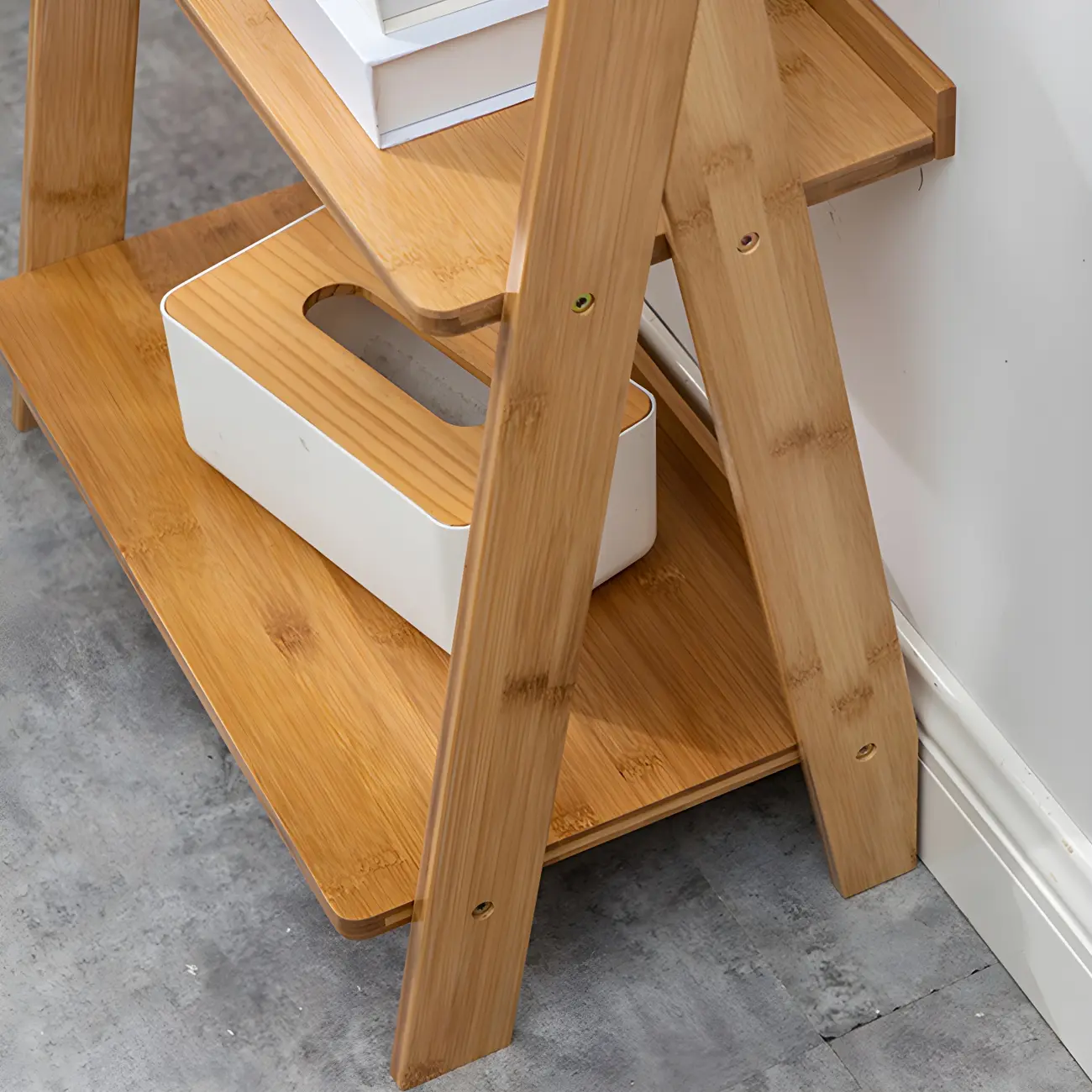 Solid Wood 5-Tier Open Back Ladder Bookshelf