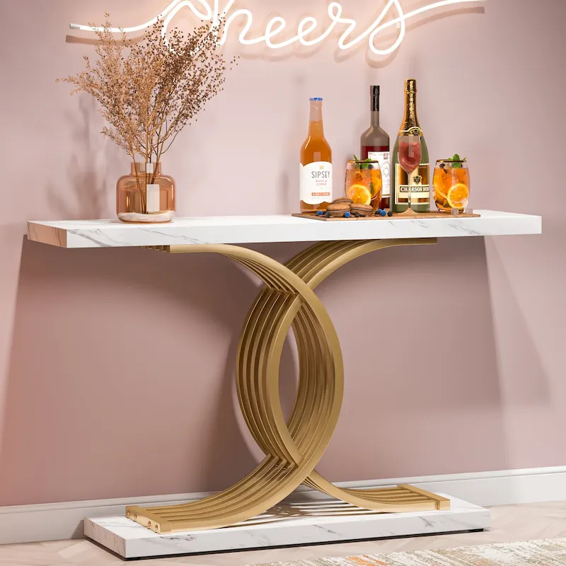 Modern Entryway Table, 39-Inch Console Accent Table, Narrow Wood Sofa Foyer Table