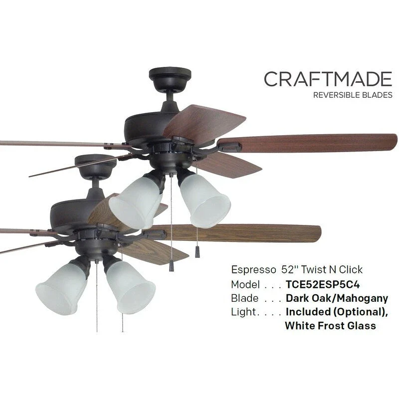 Craftmade Twist N Click 52  5 Blade LED Ceiling Fan