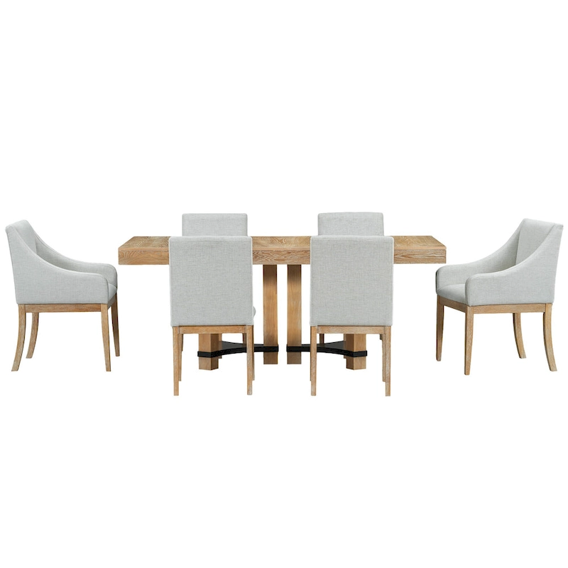 7-Piece Rustic Dining Set with Extendable Table & 6 Chairs