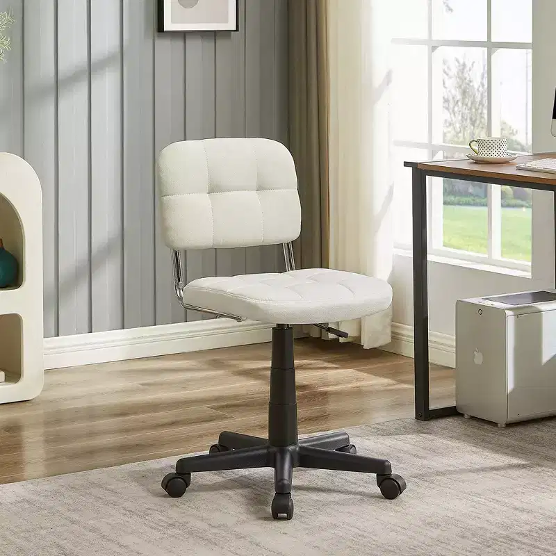Gray / White Armless Swivel Office Chair, Height Adjustable, Seats 1