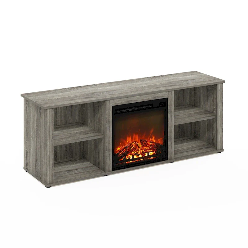 Furinno Classic 60 Inch TV Stand with Fireplace