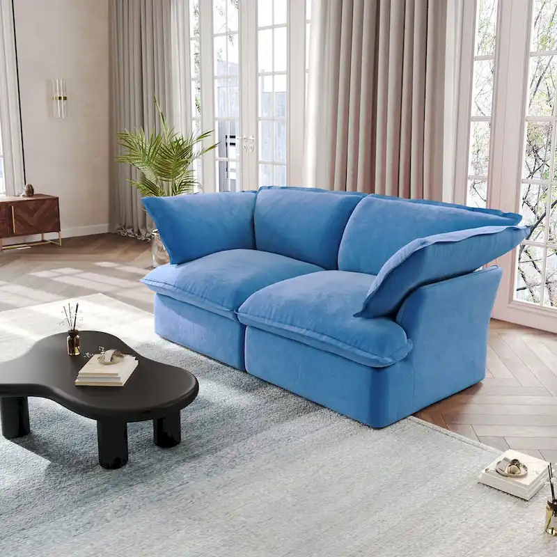 Modular Sectional Sofa Couches, 82.66 Velvet Loveseat Sofa with Ottoman