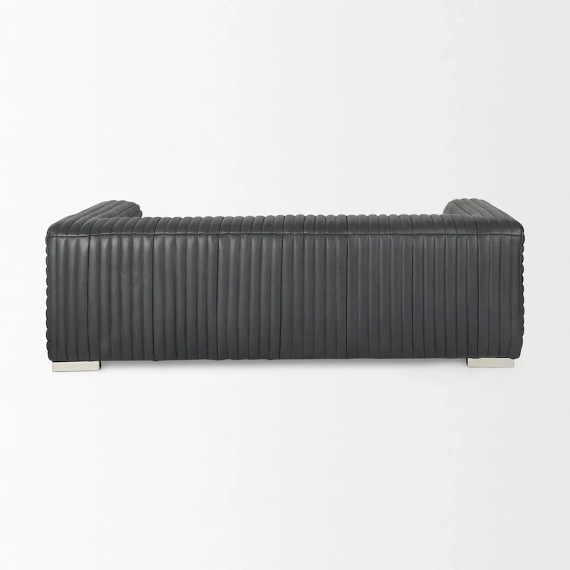 Ricciardo Cognac Genuine Leather Wrapped Sofa - 86.6L x 38.6W x 26.4H