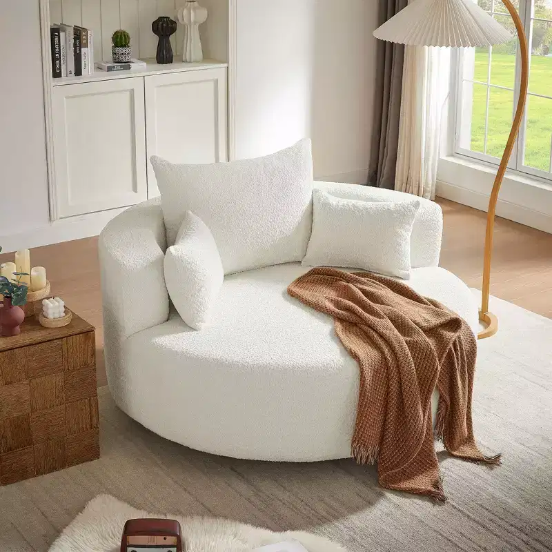 360 Swivel Chair Accent Barrel Chair Swivel Round Sofa Chair with 3 Removable Pillows for Living Room, Bedroom, Office and Hotel, Green
