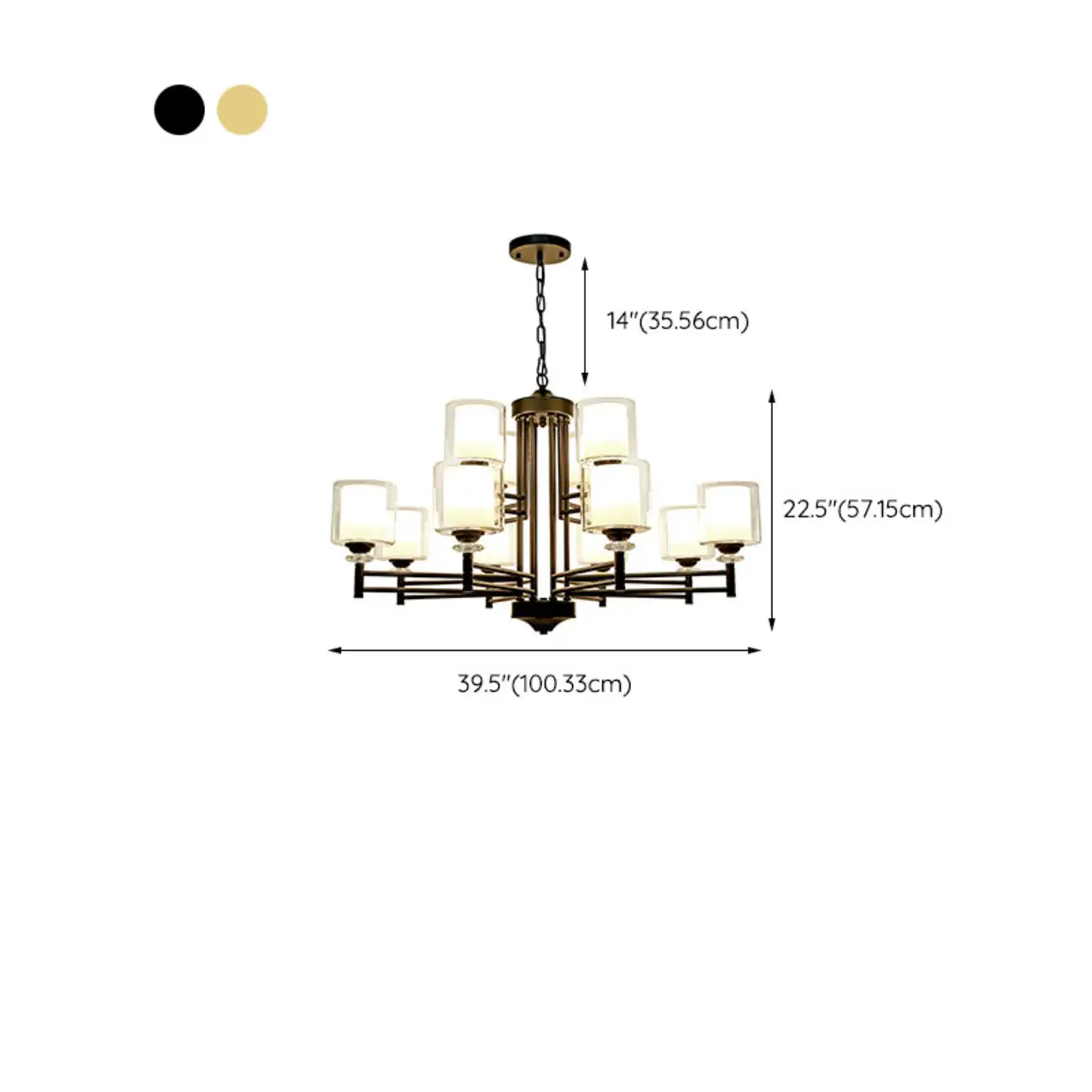 Geometric Industrial Metal Cylinder Glass Chandelier