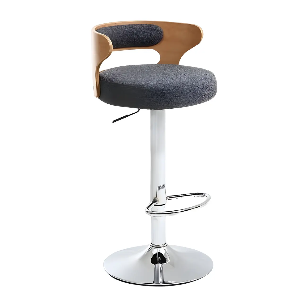 Adjustable Round Leather Swivel Bar Stools with Back
