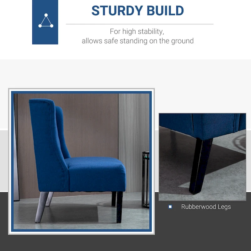 HOMCOM Linen Fabric Upholstery Double Sofa Tufted Loveseat Armless Couch Living Room Furniture with Wood Legs - 28.75*43.25*36.5