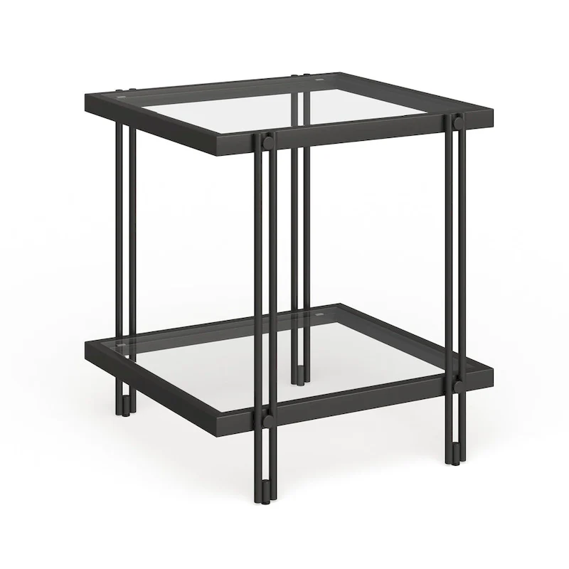 Inez Modern Metal and Glass Side Table