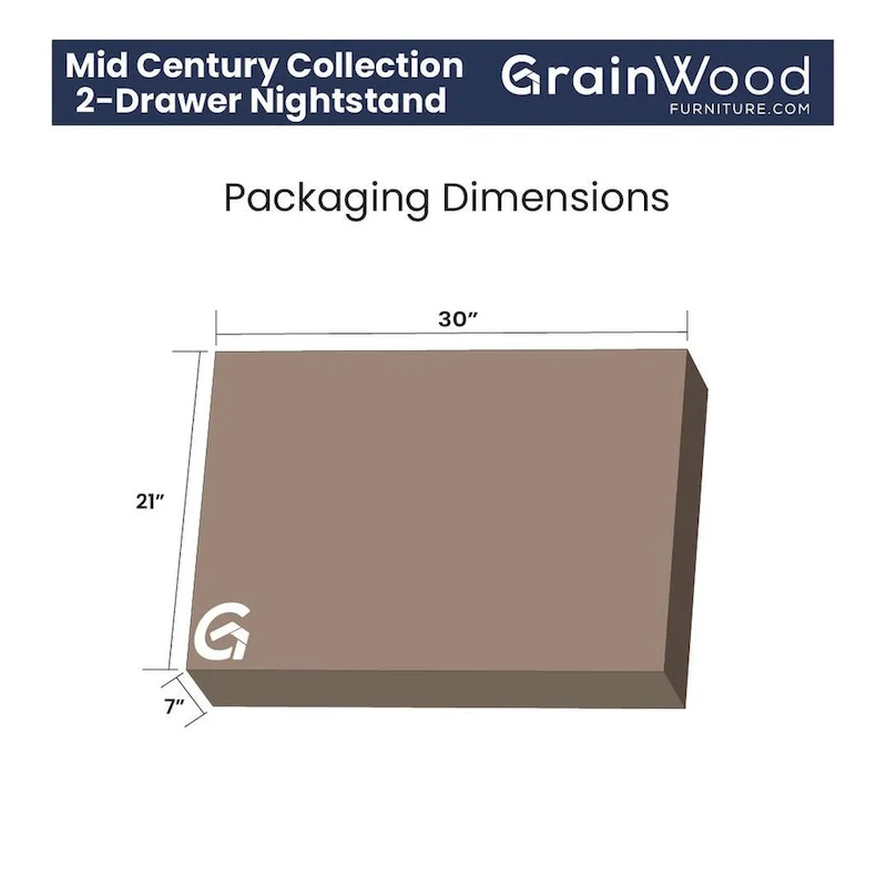 Grain Wood Furniture Mid Century Two-Drawer Nightstand