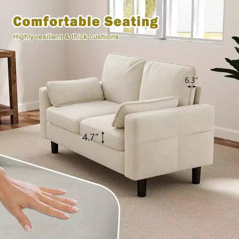 Kinsuite Loveseat Sofa Chair - 56 Modern Accent Chairs with Arm, Beige