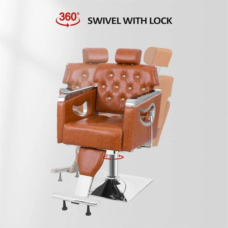 PVC Leather Reclining Salon Chair with Adjustable Headrest