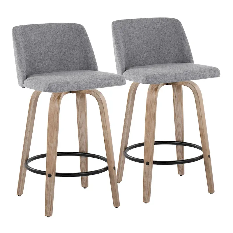 Carson Carrington Vallberga 26  Fixed-Height Counter Stool With Whitewashed Wood Base (Set of 2)