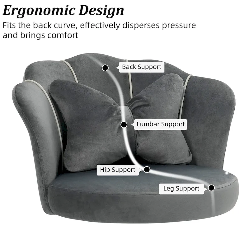 XINMICS Modern Velvet Task Chair 360 Swivel Adjustable Height Office Chair