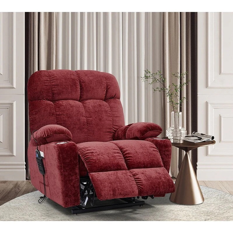 Dual OKIN Motor Lift Recliner for Seniors with Heating, Massage, 180° Lay Flat, and Adjustable Backrest/Footrest