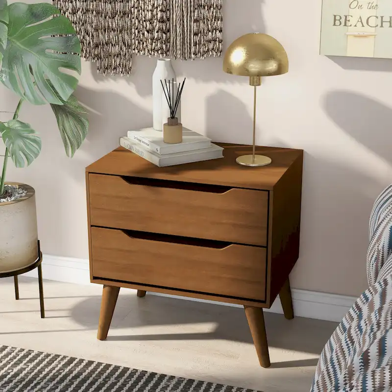 Bodo Mid-century Modern Wood 2-Drawer Nightstand by Carson Carrington