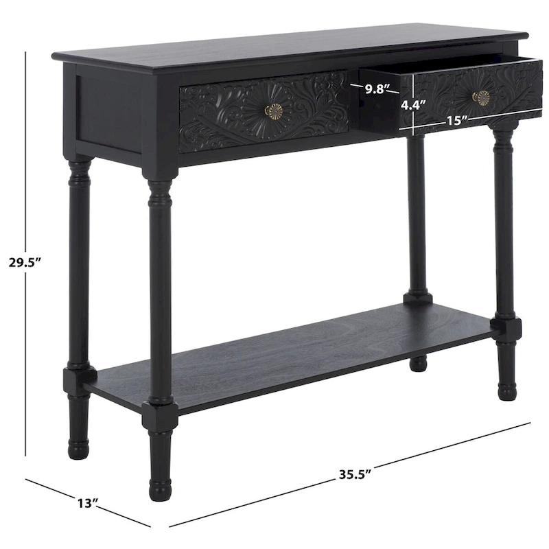 SAFAVIEH Leonia 2-Drawer Console Table - 35.5  W x 13  L x 29.5  H - 36Wx13Dx30H