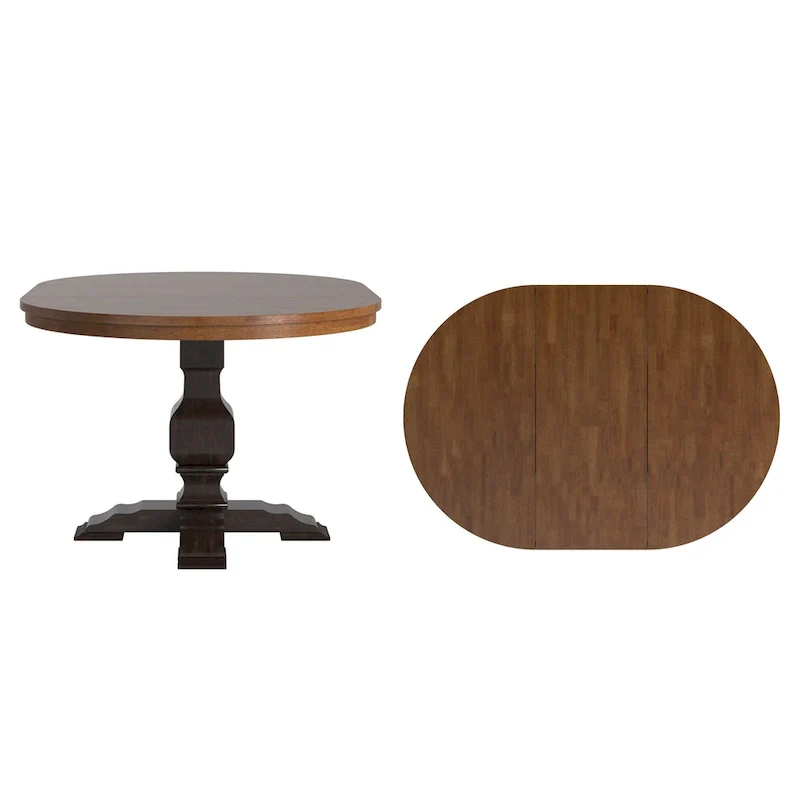 Ronda Two-Tone Oval Solid Wood Top Extending Dining Table
