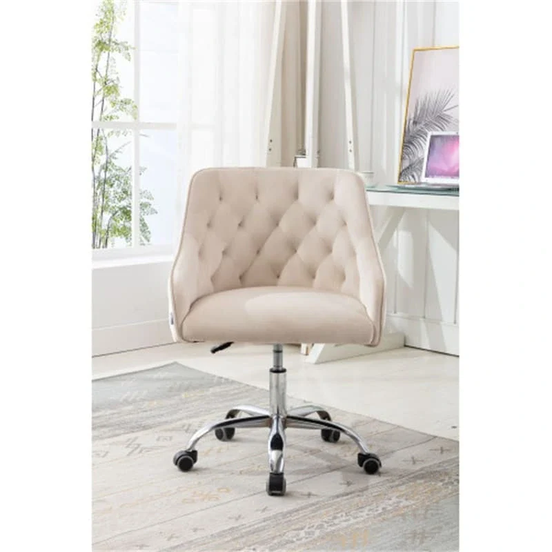 Desk Modern velvet office computer height adjustable mid-back work chair with silver feet