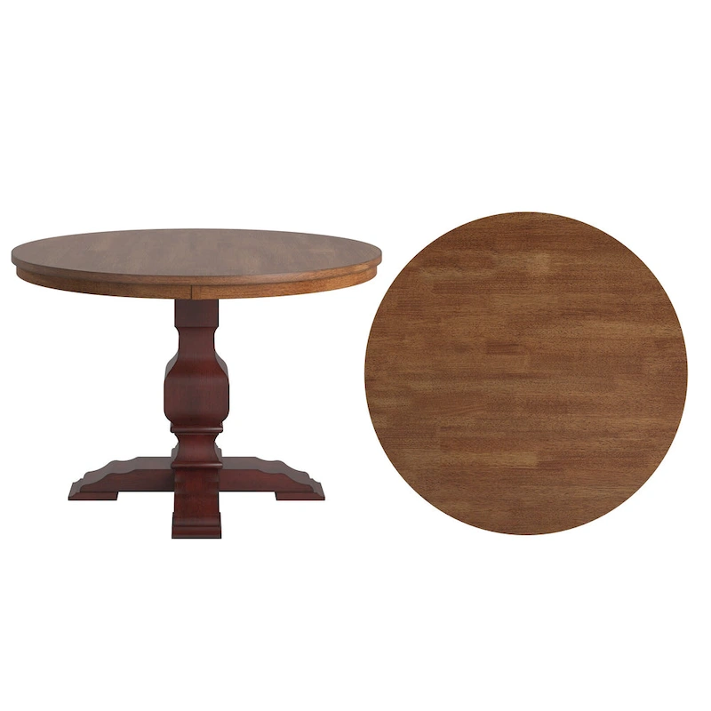 Ronda Two-Tone Round Solid Wood Top Dining Table