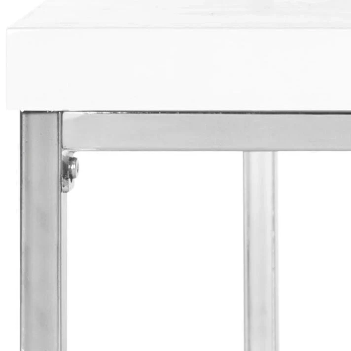 Bettylou White/Chrome High Gloss Coffee Table - 35.4 W x 35.4 D x 15.7 H - 35Wx35Dx16H