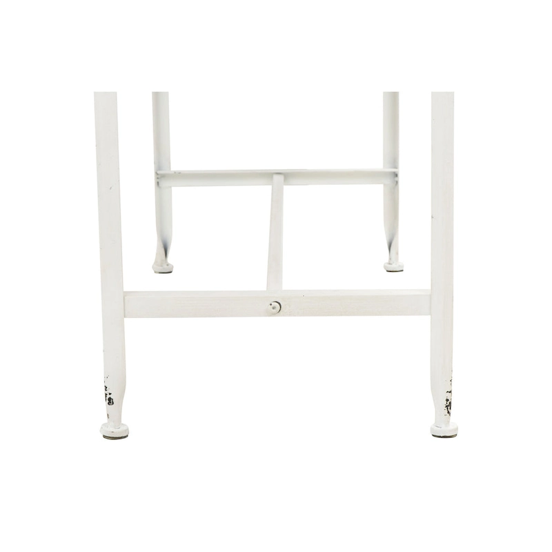 Zinc-Finished Metal and Wood Scalloped Edge Sofa Table