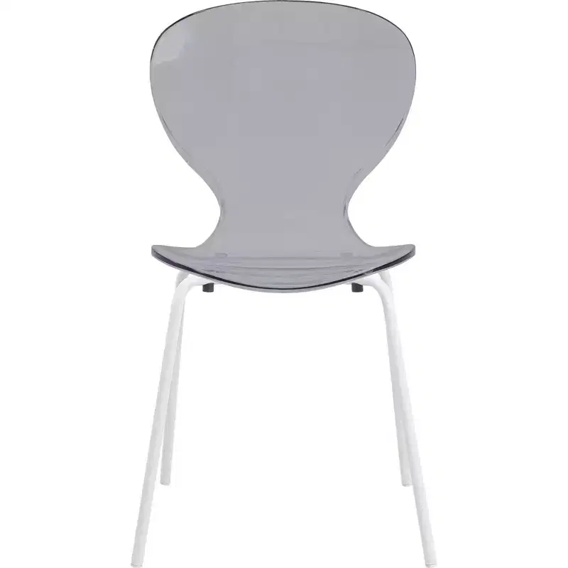 LeisureMod Bristol 5-Piece Dining Set Round Dining Table, 4 Plastic Dining Chairs White Legs