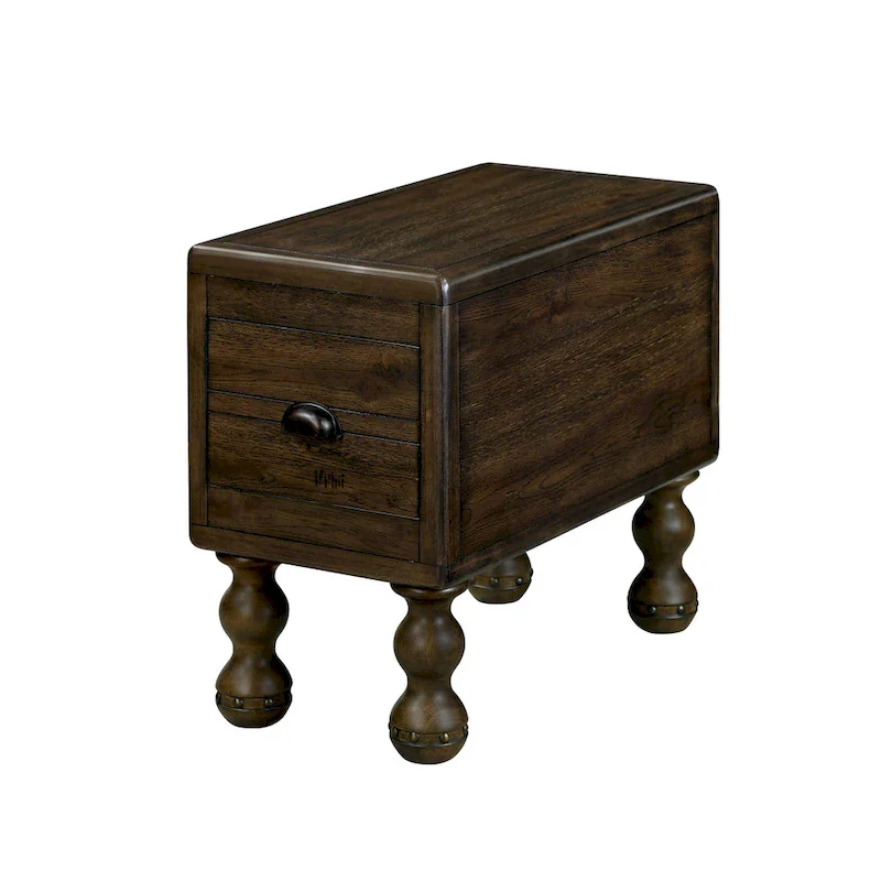 Solid Wood End Table with Drawer, 23.6 inch Narrow Side Table for Small Spaces