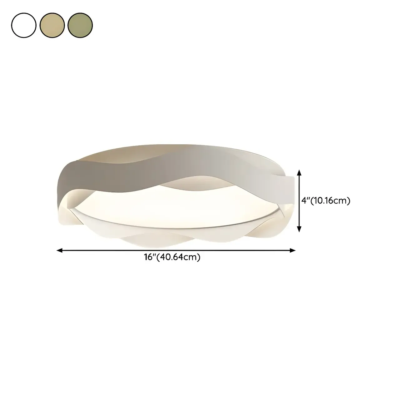 White Art Deco LED 3-Gear Dimming Flush Ceiling Light