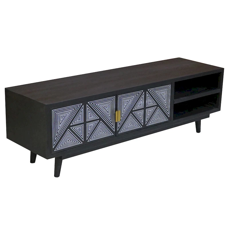 Bidi Mid-Century Modern 56-inch Wood 2-Open Shelf TV Stand by Furniture of America