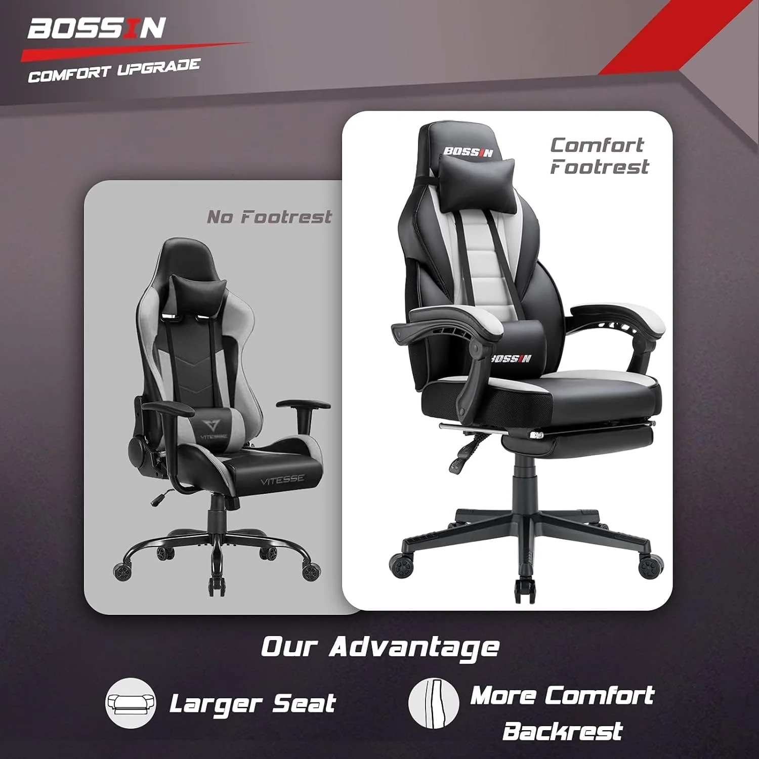 BOSSIN Racing Style Gaming Chair,300 lbs Big and Tall gamer chair High Back Computer Chair