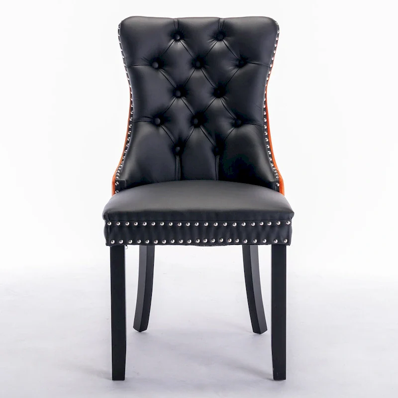 Set of 2 Modern High-End Tufted Solid Wood Upholstered Dining Chair with Nailhead Trim