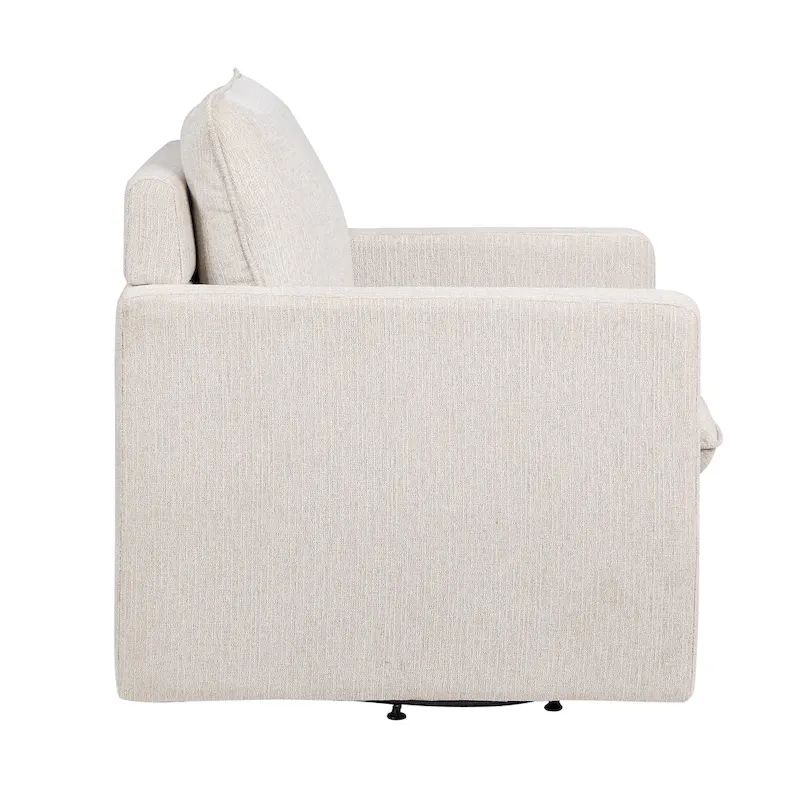 Kamile Transitional Linen Cushion Back Swivel Armchair by Furniture of America