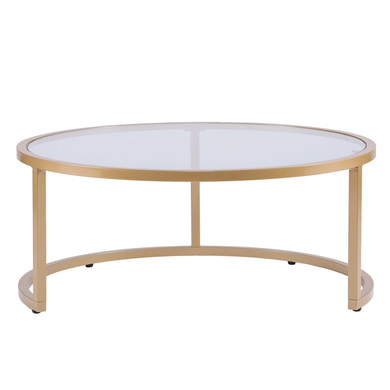 SEI Furniture Grant Round Gold Nesting Coffee Table - Set of 2