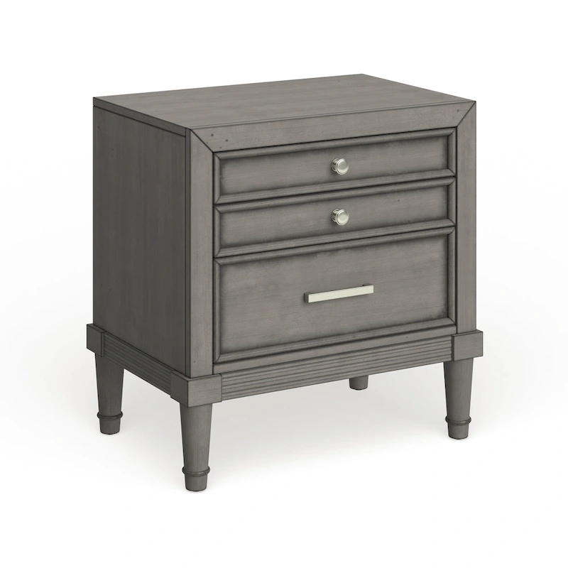 Hax Transitional Grey 2-Drawer Solid Wood Nightstand by Furniture of America