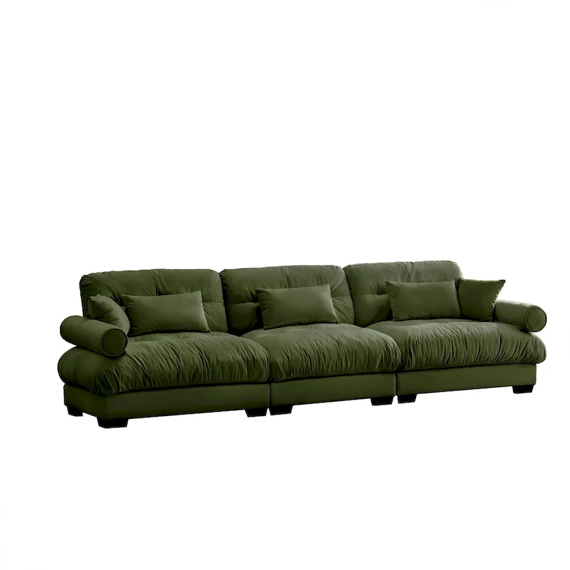 Modular Sectional Sofa - Velvet, 5-Seat, Cloud Cushion, Bolster Armrests, 130W, Configurable