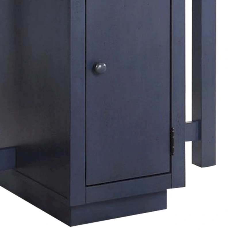 5 Piece Counter Height Dining Table Set, 4 Stools, Antique Oak, Blue Wood