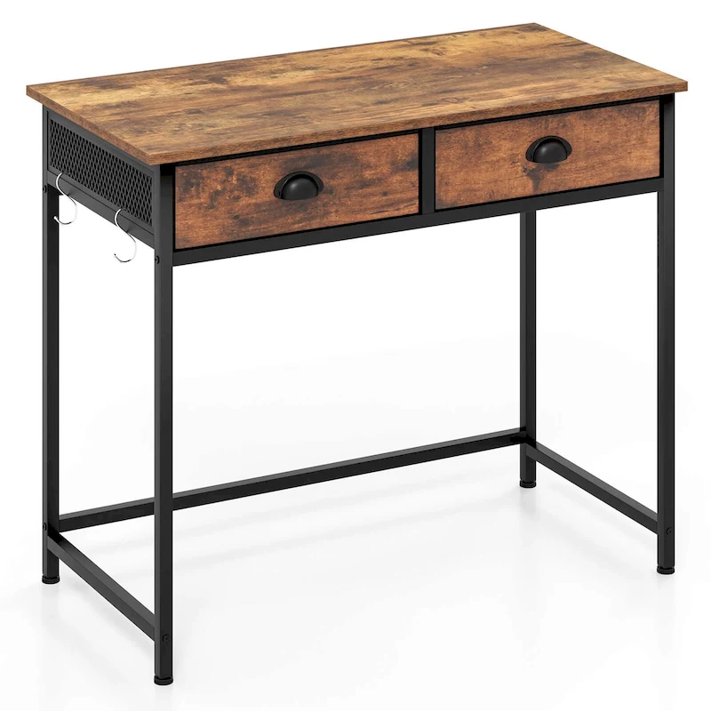 Costway Space Saving Home Computer Desk with 2 Fabric Drawers 4 - See Details