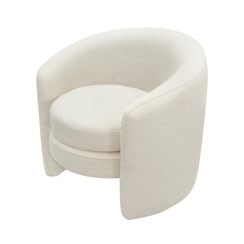 Boucle Upholstered Accent Chair with Curved Back, Plush Seating and No Assembly Required