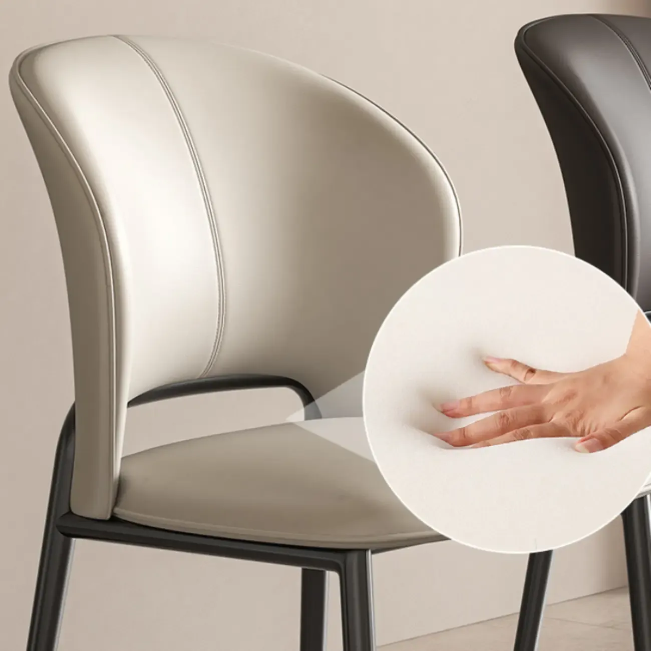 Modern Faux Leather Curved Low Back Dining Chair