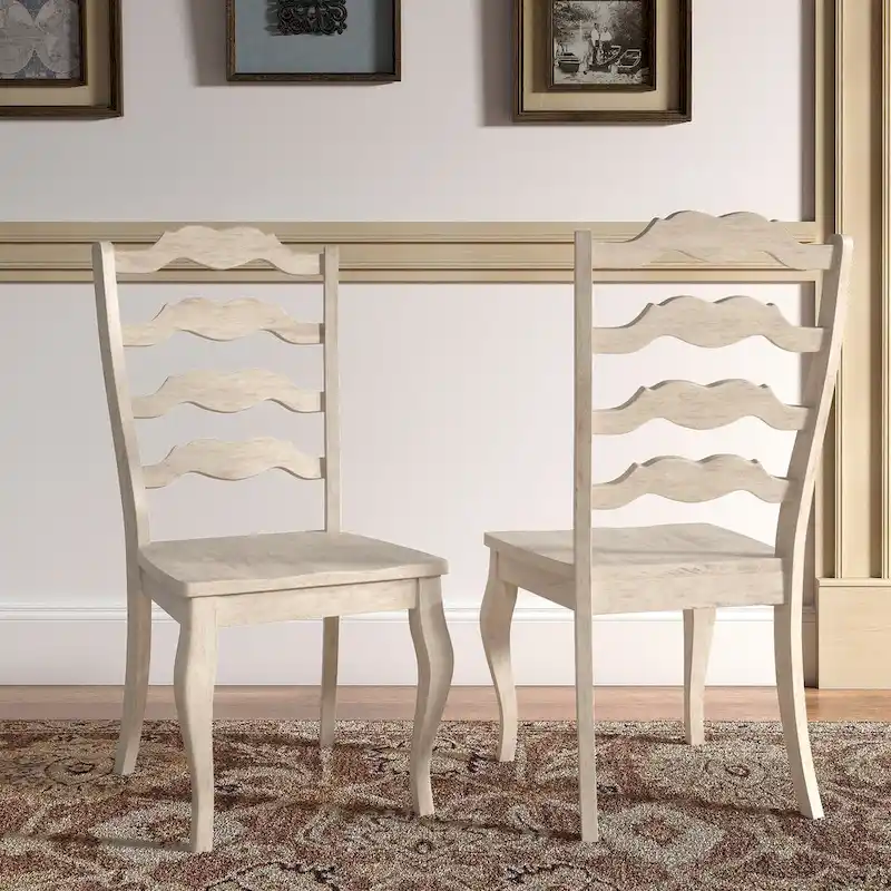 Ronda French Ladder Back Wood Dining Chairs (Set of 2)