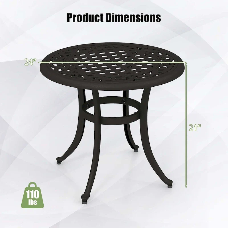 Costway 24  Patio Side Table with Adjustable Footpads Round Cast - See Details