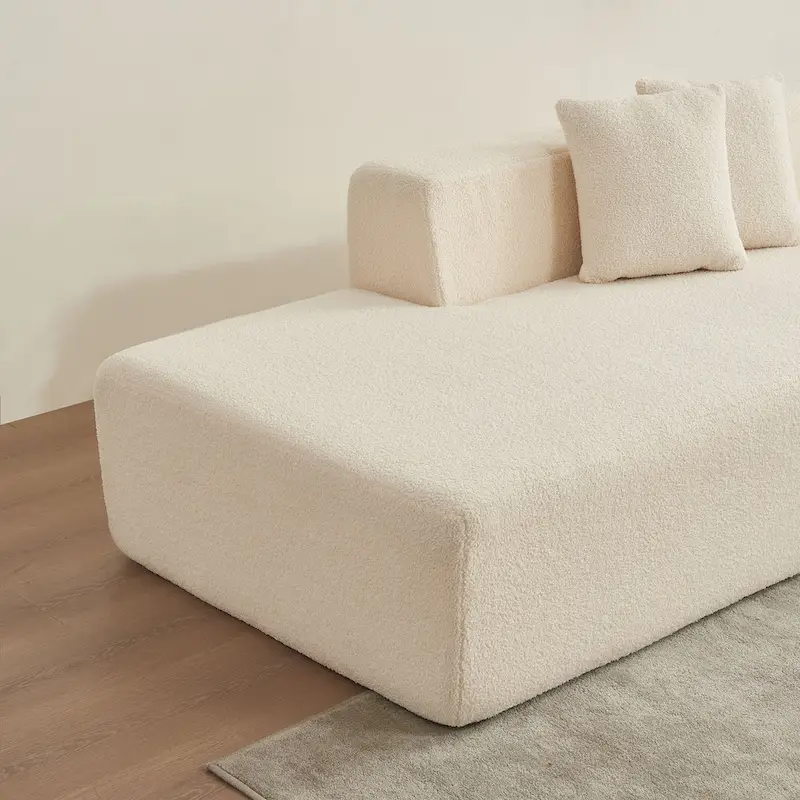 105.51 Modern L-Shape 5 Seater Modular Sectional Sofa Couch with Chaise Lounge, in Soft Lambswool Sherpa Fabric