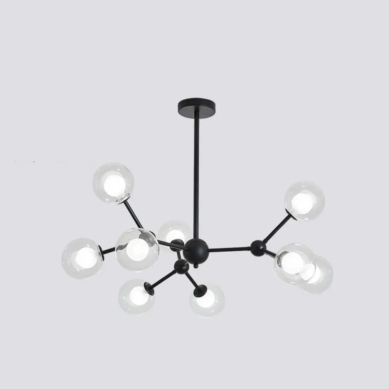 Modern Glass Globes LED Chandelier with Sputnik Design