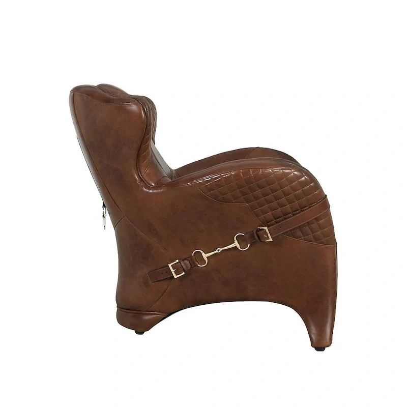 Pasargad Home Aspen Top Grain Leather Wing Chair, Brown - W31xD34.5xH33.5