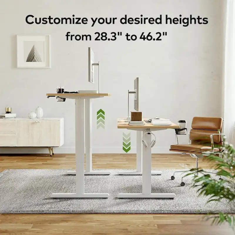 FEZIBO Height Adjustable Electric Standing Desk, Stand up Table, Sit Stand Home Office Desk with Splice Board