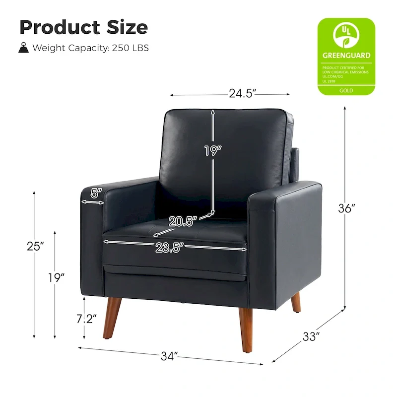 Mid-century Genuine Leather Arm Chair