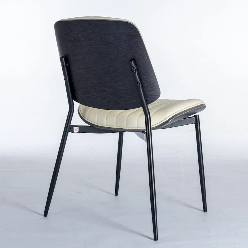 2PCS Faux Leather Chair with Metal Legs