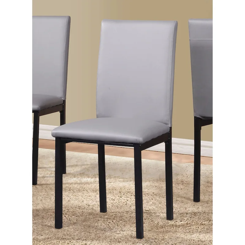 Roundhill Furniture Noyes Faux Leather Seat Metal Frame Black Dining Chairs, Set of 4